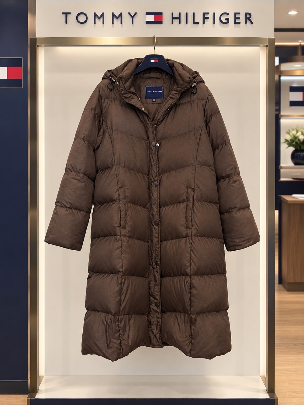 Tommy Hilfiger Brown Long Maxi Puffer Coat XXL